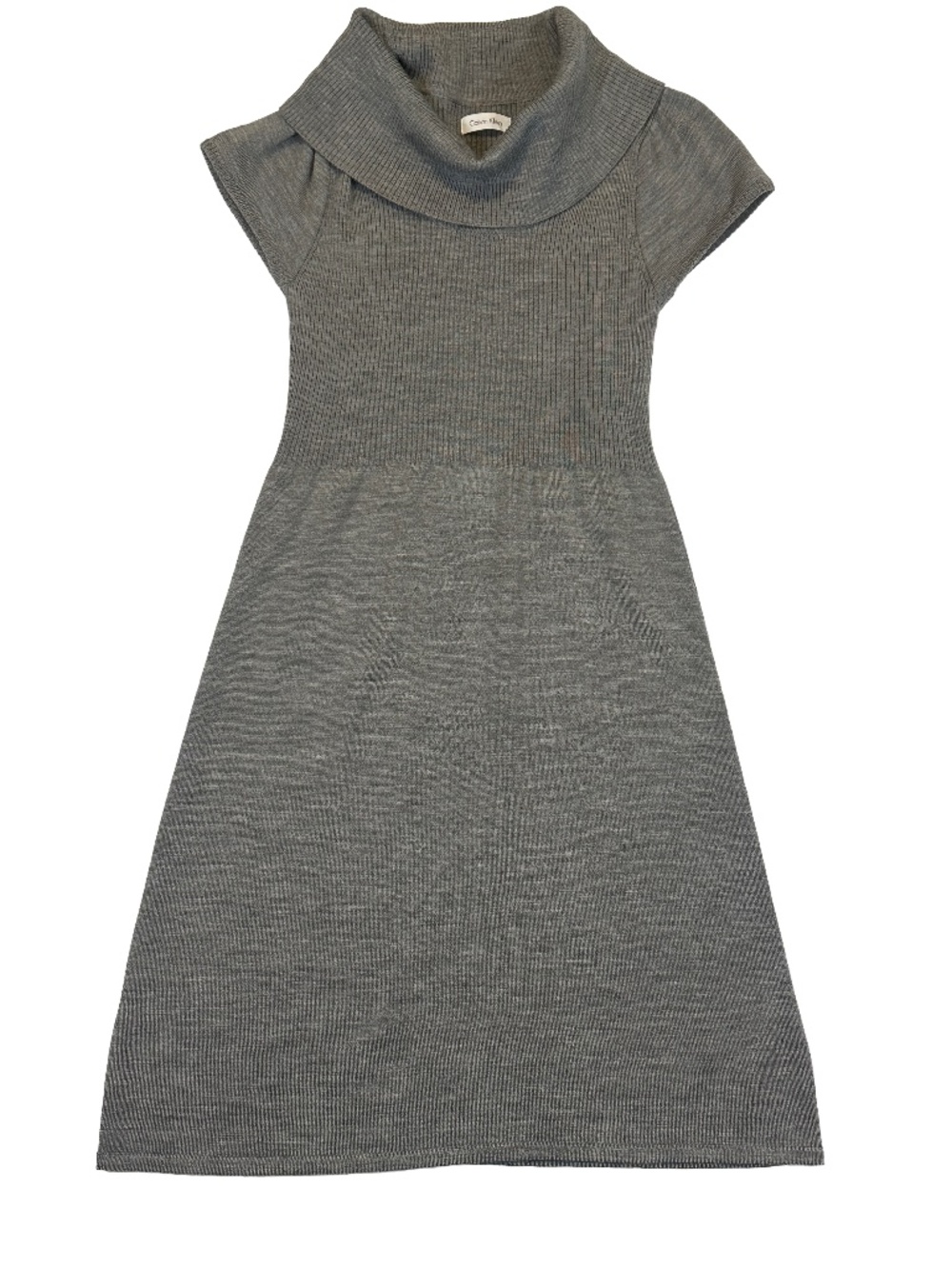 Calvin Klein Grey Wool Blend Sweater Dress Cowl Neck Size M